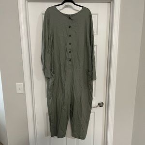 ASOS Curve drop waist jumpsuit in fern